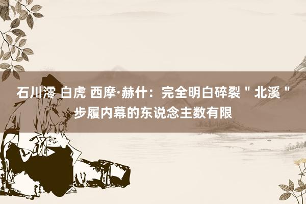 石川澪 白虎 西摩·赫什：完全明白碎裂＂北溪＂步履内幕的东说念主数有限