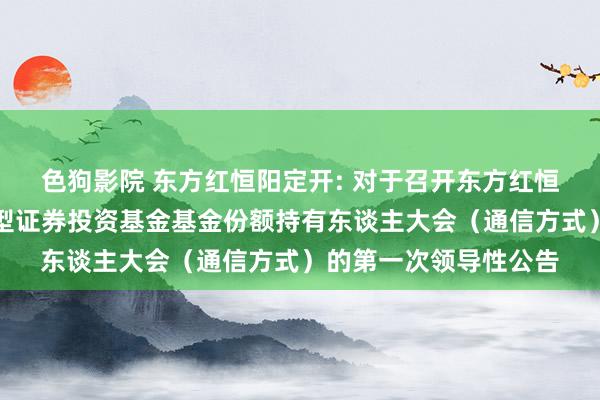 色狗影院 东方红恒阳定开: 对于召开东方红恒阳五年依期敞开搀杂型证券投资基金基金份额持有东谈主大会(通信方式)的第一次领导性公告