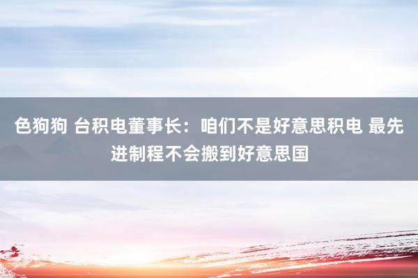 色狗狗 台积电董事长：咱们不是好意思积电 最先进制程不会搬到好意思国