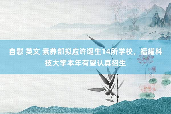 自慰 英文 素养部拟应许诞生14所学校，福耀科技大学本年有望认真招生