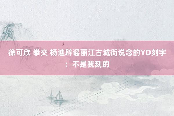 徐可欣 拳交 杨迪辟谣丽江古城街说念的YD刻字：不是我刻的