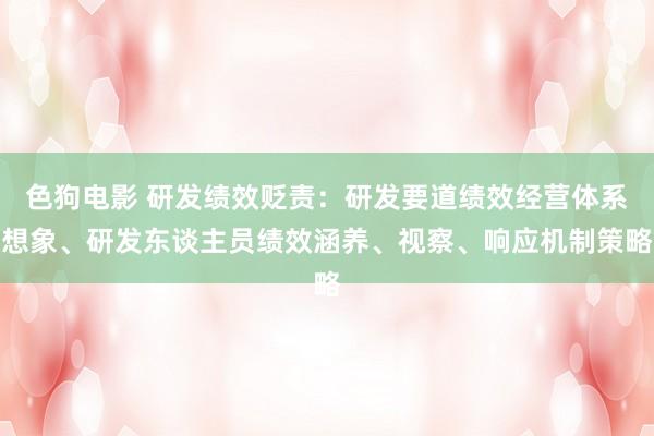 色狗电影 研发绩效贬责：研发要道绩效经营体系想象、研发东谈主员绩效涵养、视察、响应机制策略