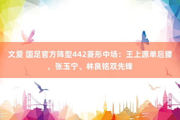文爱 国足官方阵型442菱形中场：王上源单后腰，张玉宁、林良铭双先锋