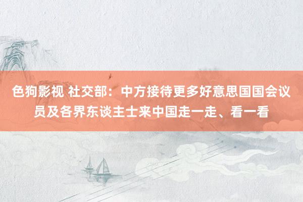 色狗影视 社交部：中方接待更多好意思国国会议员及各界东谈主士来中国走一走、看一看