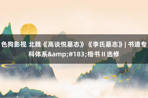 色狗影视 北魏《高谈悦墓志》《李氏墓志》| 书道专科体系&#183;楷书Ⅱ选修