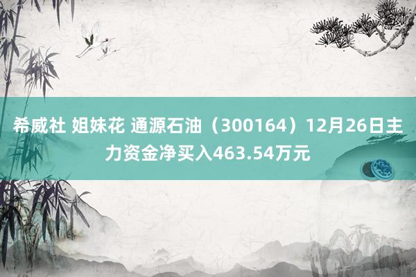 希威社 姐妹花 通源石油（300164）12月26日主力资金净买入463.54万元