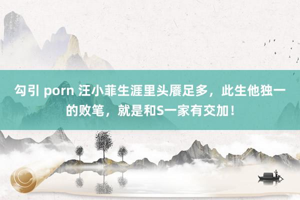 勾引 porn 汪小菲生涯里头餍足多，此生他独一的败笔，就是和S一家有交加！