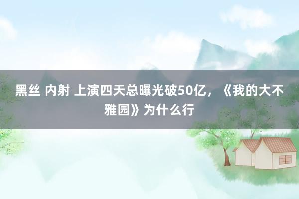 黑丝 内射 上演四天总曝光破50亿，《我的大不雅园》为什么行