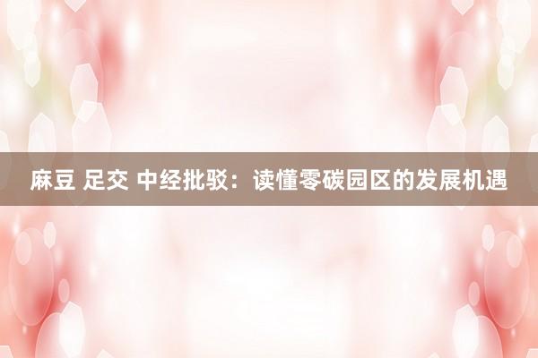 麻豆 足交 中经批驳：读懂零碳园区的发展机遇