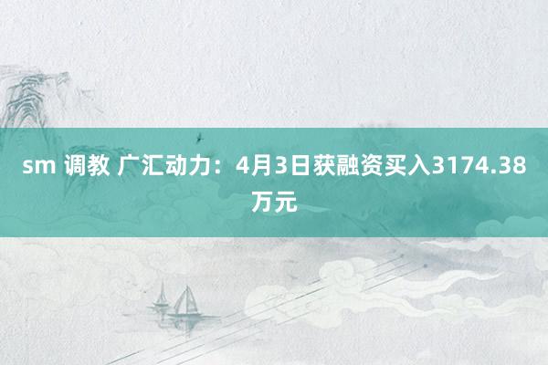 sm 调教 广汇动力：4月3日获融资买入3174.38万元