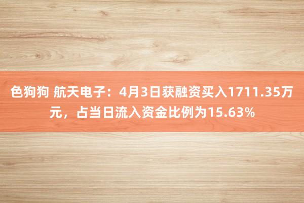 色狗狗 航天电子：4月3日获融资买入1711.35万元，占当日流入资金比例为15.63%
