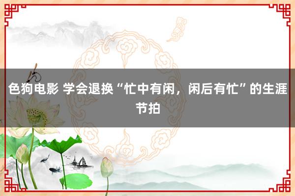 色狗电影 学会退换“忙中有闲,闲后有忙”的生涯节拍