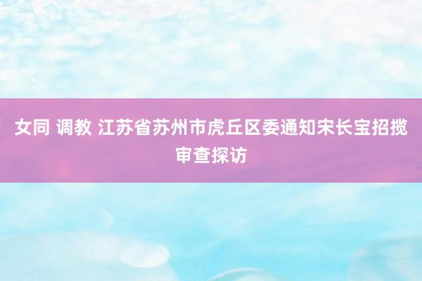 女同 调教 江苏省苏州市虎丘区委通知宋长宝招揽审查探访