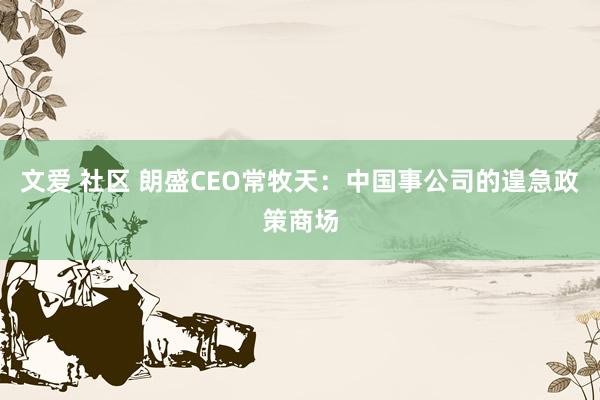 文爱 社区 朗盛CEO常牧天：中国事公司的遑急政策商场