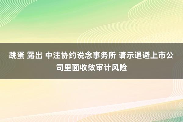 跳蛋 露出 中注协约说念事务所 请示退避上市公司里面收敛审计风险