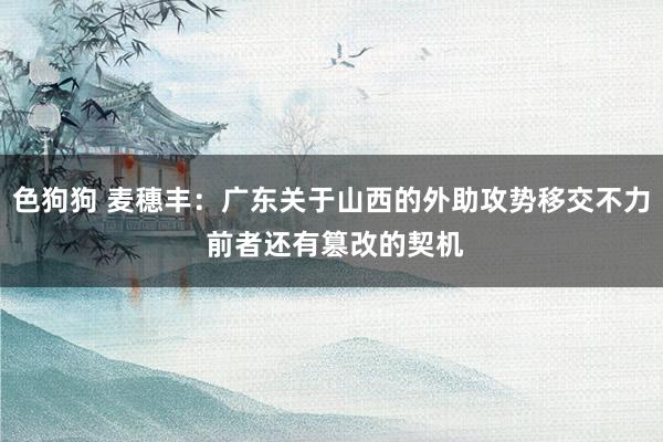 色狗狗 麦穗丰：广东关于山西的外助攻势移交不力 前者还有篡改的契机