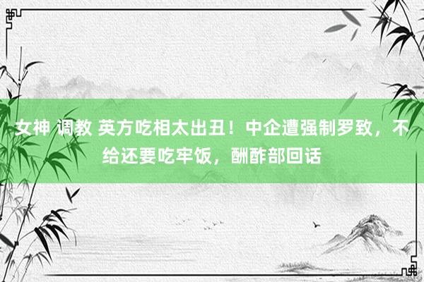 女神 调教 英方吃相太出丑！中企遭强制罗致，不给还要吃牢饭，酬酢部回话
