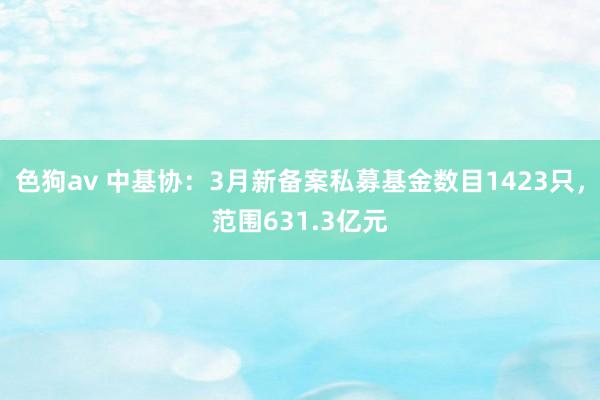 色狗av 中基协：3月新备案私募基金数目1423只，范围631.3亿元