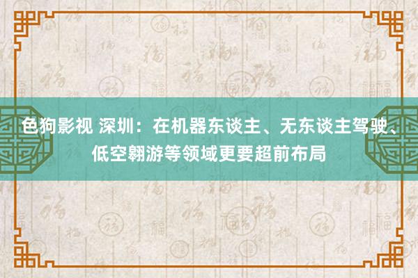 色狗影视 深圳：在机器东谈主、无东谈主驾驶、低空翱游等领域更要超前布局