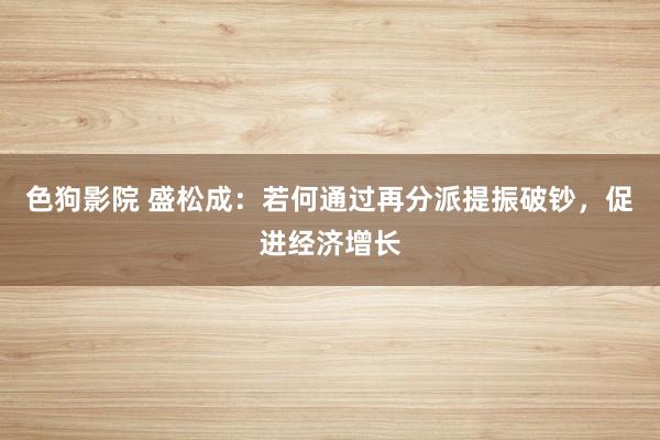 色狗影院 盛松成：若何通过再分派提振破钞，促进经济增长