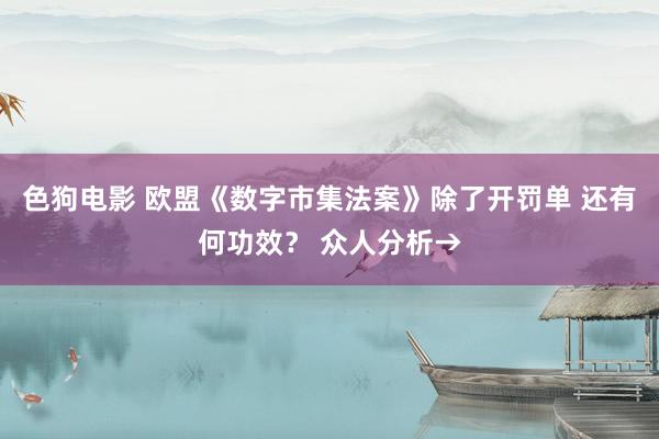 色狗电影 欧盟《数字市集法案》除了开罚单 还有何功效？ 众人分析→