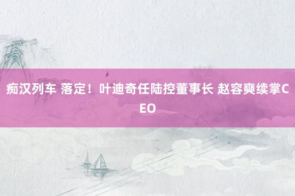 痴汉列车 落定！叶迪奇任陆控董事长 赵容奭续掌CEO